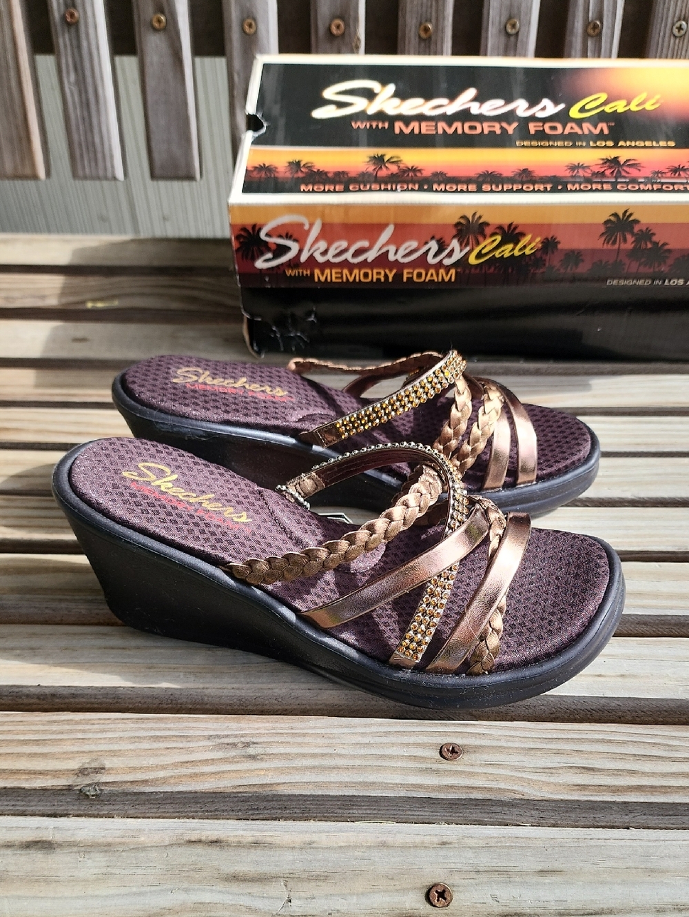 Skechers NIB Ladies Cali Rambler Wedge Sandals - Picture 2 of 4